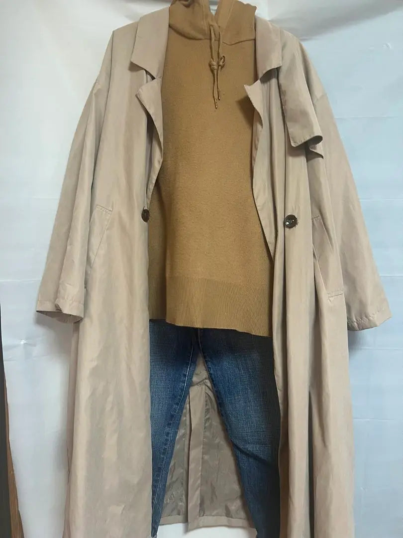 Beige Double Breasted Trench Coat