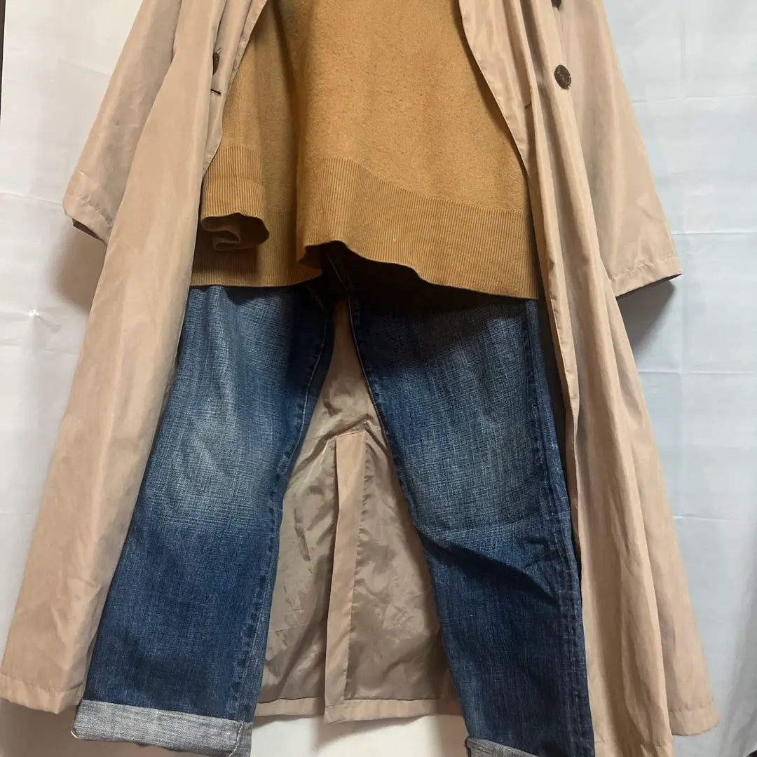 Beige Double Breasted Trench Coat