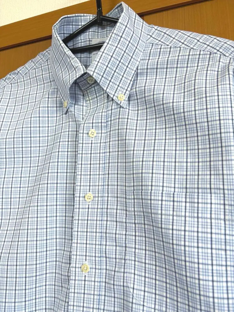 ★Brooks brothers★ Camisa de manga larga sin planchar, cuadros azul M