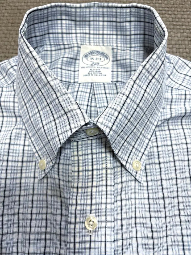 ★Brooks brothers★ Camisa de manga larga sin planchar, cuadros azul M