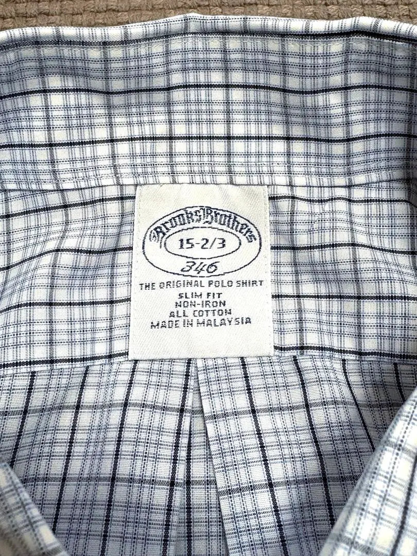 ★Brooks brothers★ Camisa de manga larga sin planchar, cuadros azul M