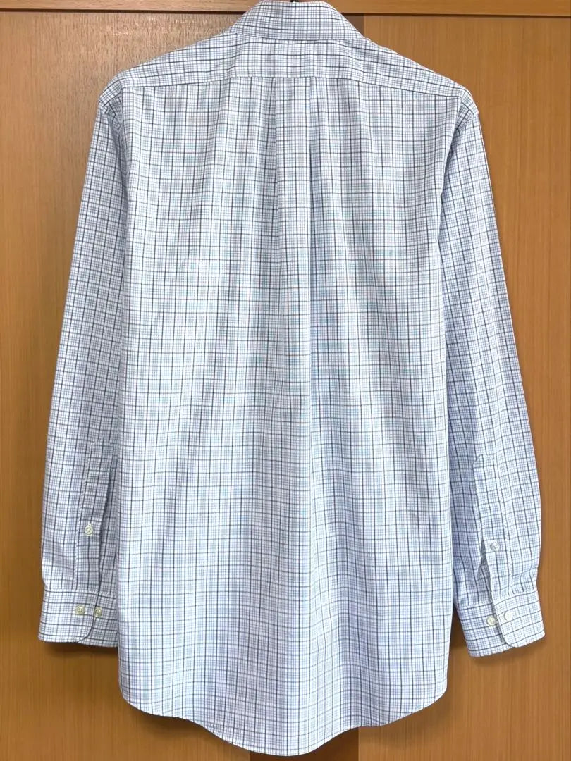 ★Brooks brothers★ Camisa de manga larga sin planchar, cuadros azul M