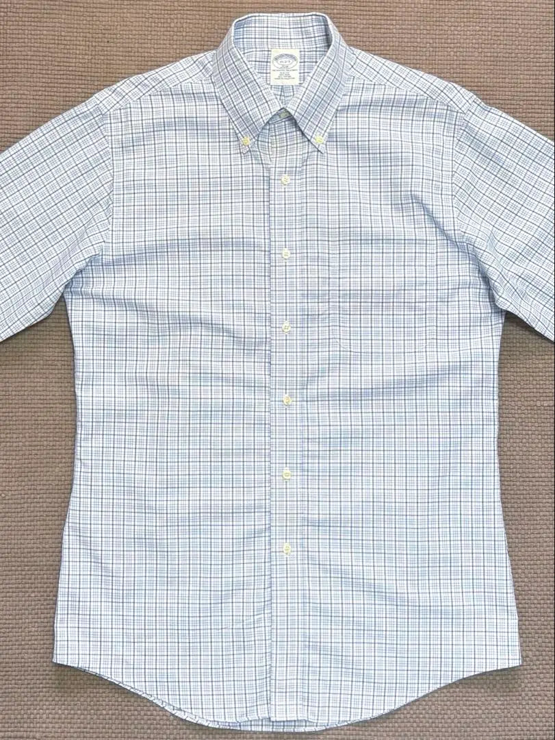 ★Brooks brothers★ Camisa de manga larga sin planchar, cuadros azul M