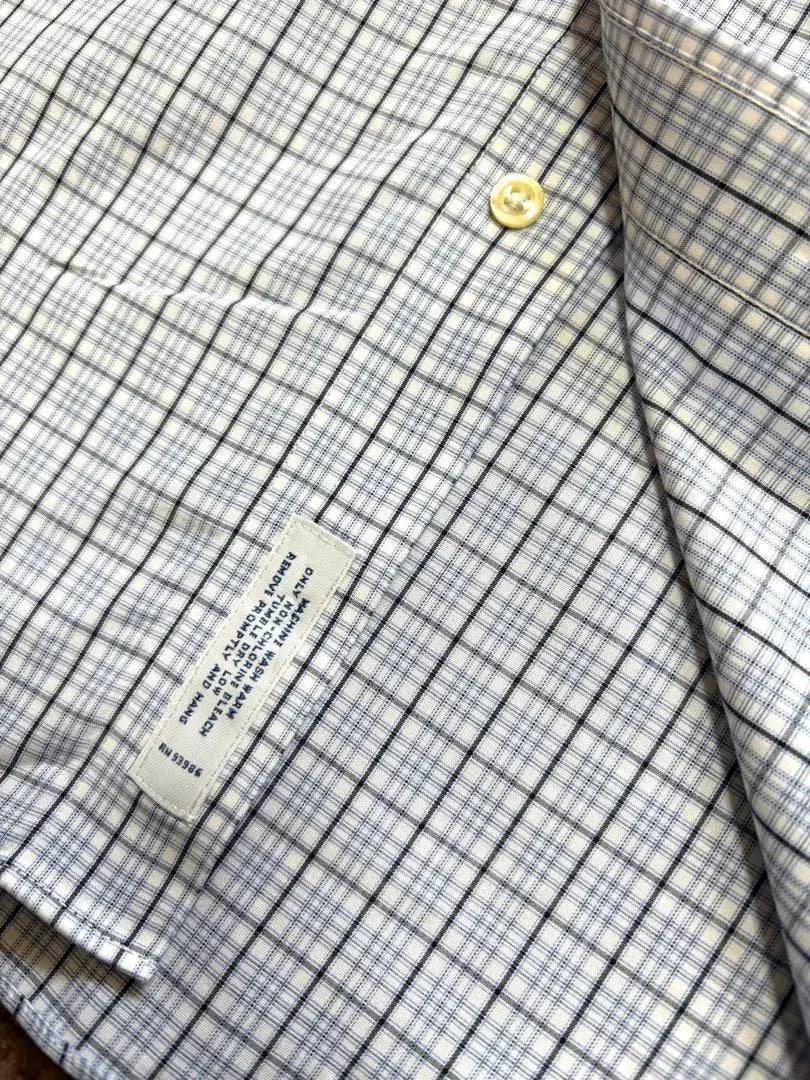 ★Brooks brothers★ Non-ironed long sleeve shirt, check blue M