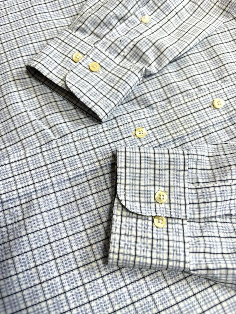 ★Brooks brothers★ Camisa de manga larga sin planchar, cuadros azul M