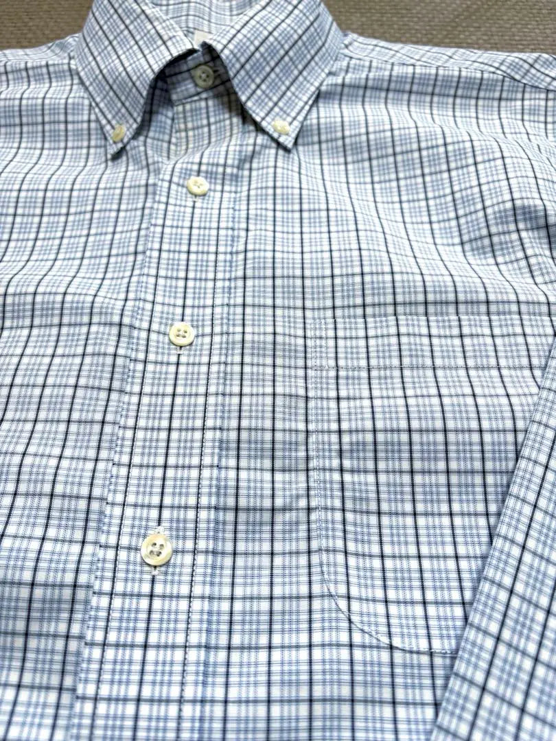 ★Brooks brothers★ Non-ironed long sleeve shirt, check blue M