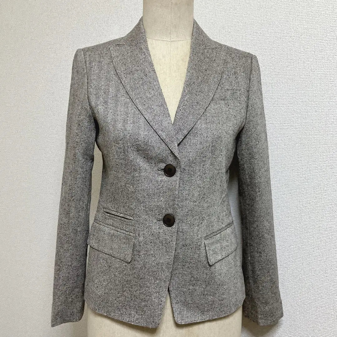 [Good condition] Anne Klein silk blend herringbone tailored jacket with glitter, size 9