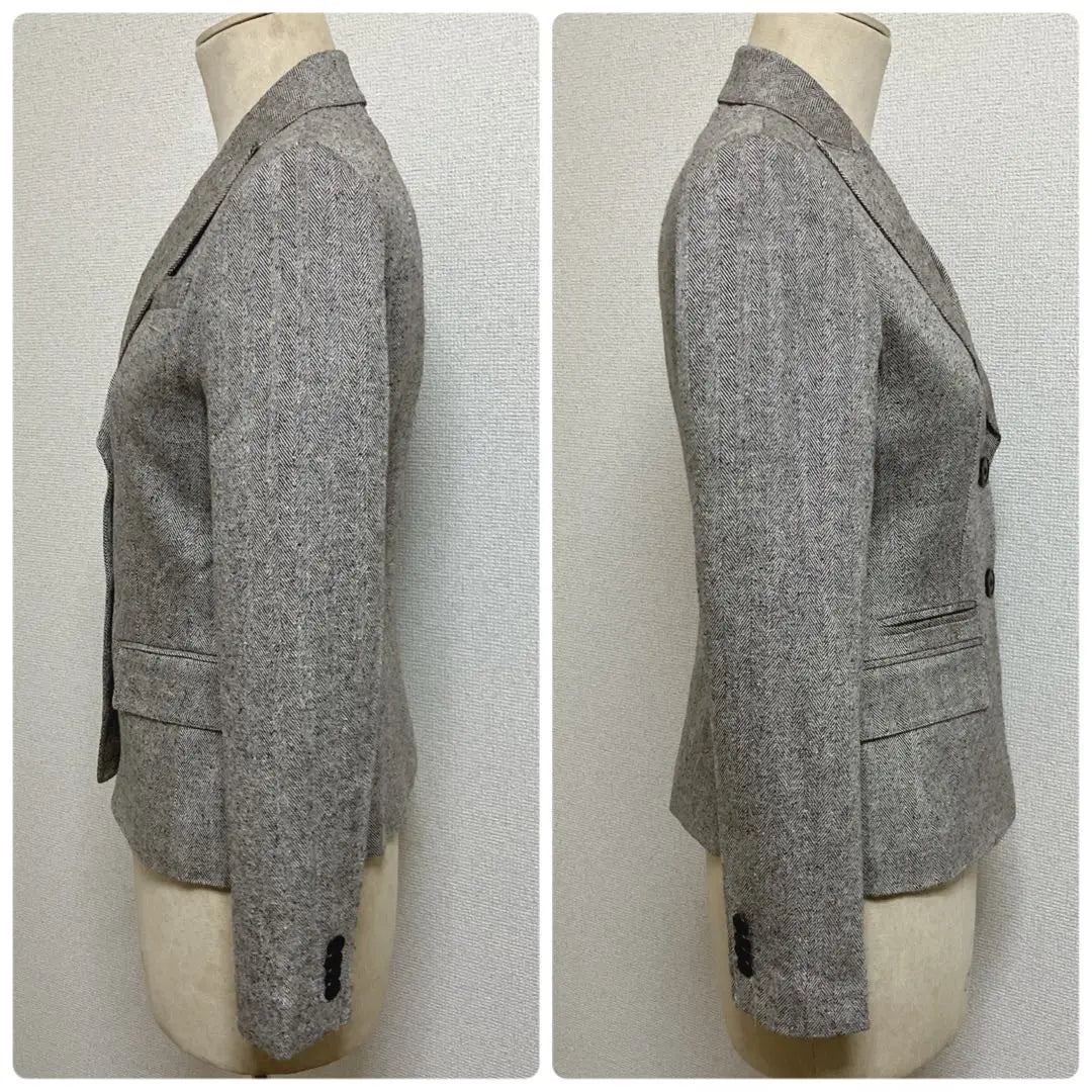 [Good condition] Anne Klein silk blend herringbone tailored jacket with glitter, size 9