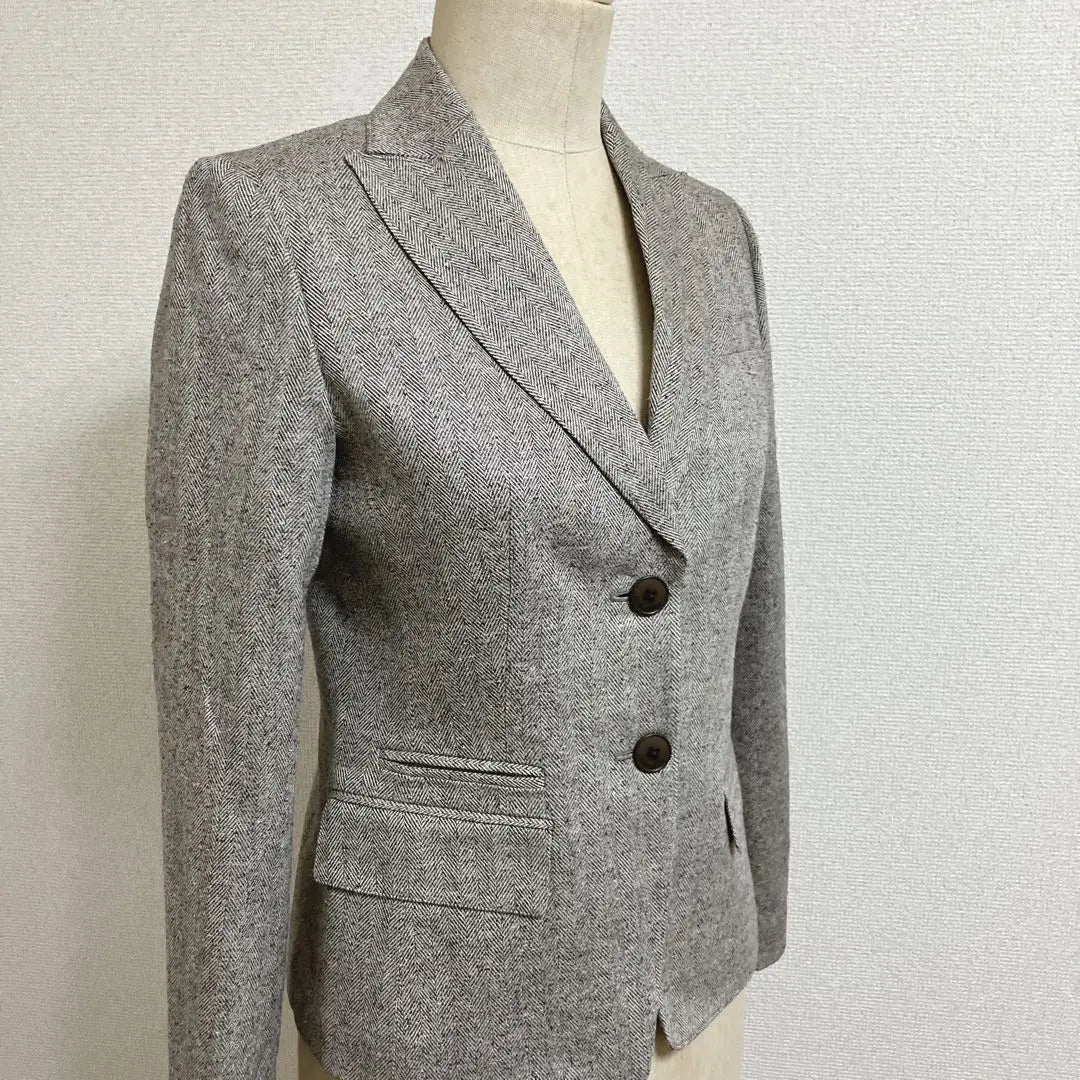 [Good condition] Anne Klein silk blend herringbone tailored jacket with glitter, size 9