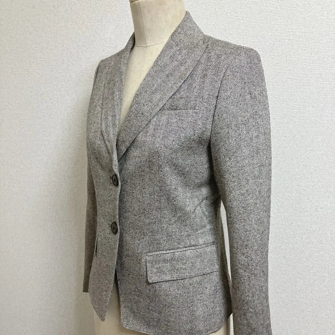 [Good condition] Anne Klein silk blend herringbone tailored jacket with glitter, size 9