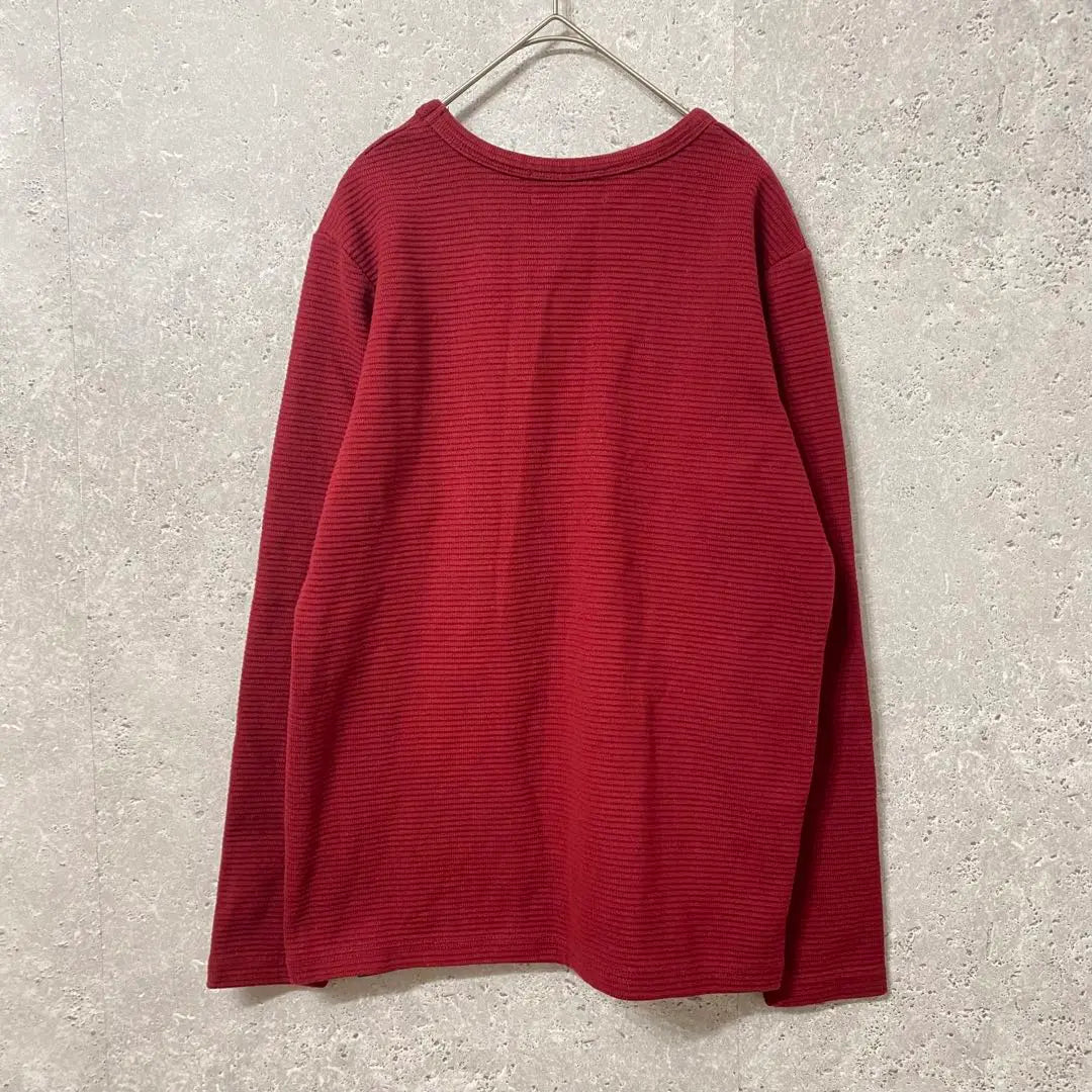 ◆ AZUL BY MOUSSY Camisetas mezcladas de algodón con cuello redondo y manga larga (S) Rojo | ◆ AZUL de moussy 綿混 長袖 クルーネック トップス (S) 赤