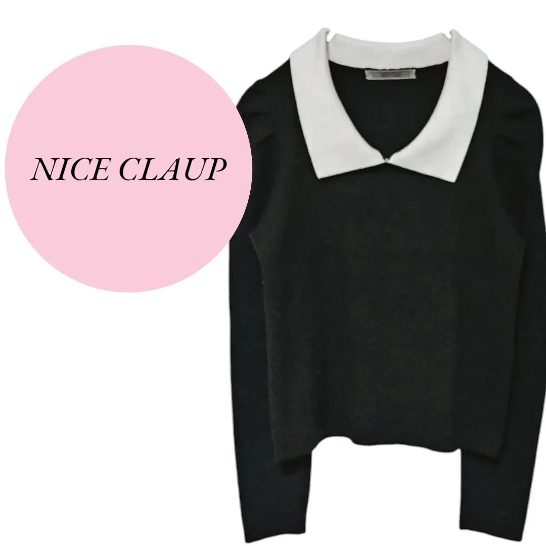 [NICE CLAUP] NICE CLAUP ♡ Tops ♡ Cuello ♡ Suéter de punto ♡ Negro