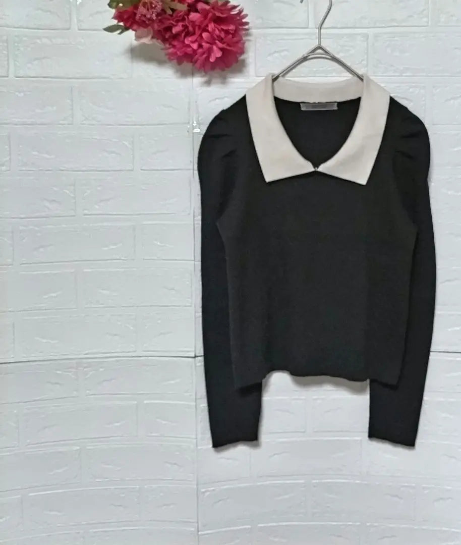 [NICE CLAUP] NICE CLAUP ♡ Tops ♡ Cuello ♡ Suéter de punto ♡ Negro