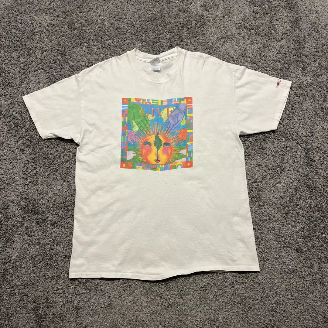 90s Hanes Beefy Painting Art Vintage T -shirt White XL | 90s Hanes BEEFY 絵画 アート ヴィンテージtシャツ 白 XL