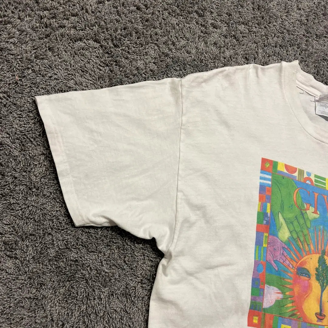 90s Hanes Beefy Painting Art Vintage T -shirt White XL | 90s Hanes BEEFY 絵画 アート ヴィンテージtシャツ 白 XL