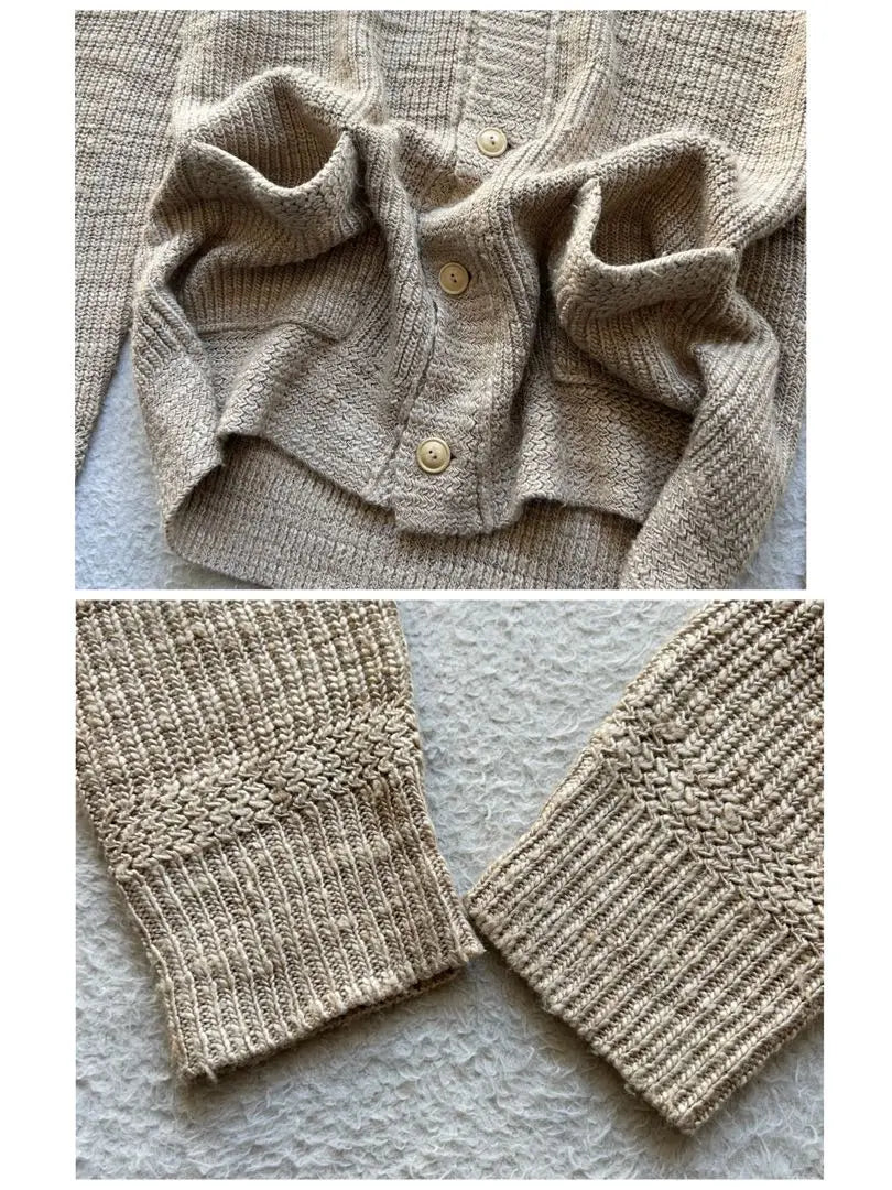 [Good condition] Double RL cardigan 100% silk beige M size Rare