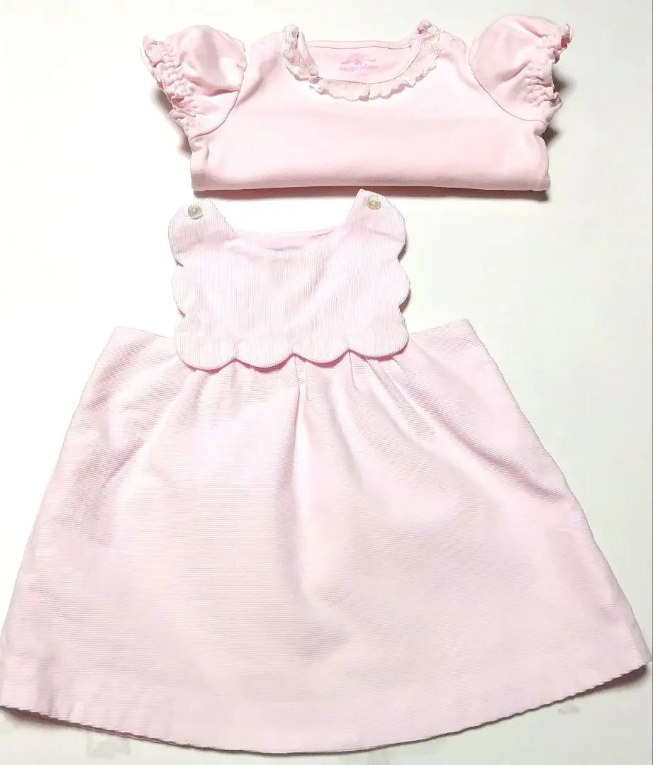 Conjunto de bebé Jacadi con falda jersey rosa claro y camiseta mezzo piano