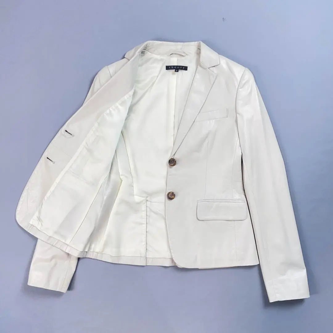 Theory Lamb Leather Jacket Tailored White Size 2*YC519