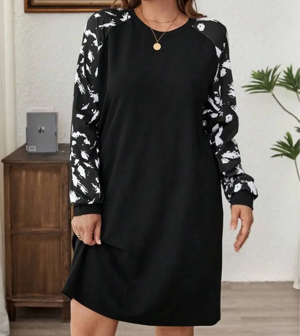 F71 Women's Large Size 3L 4L Tunic Dress Black