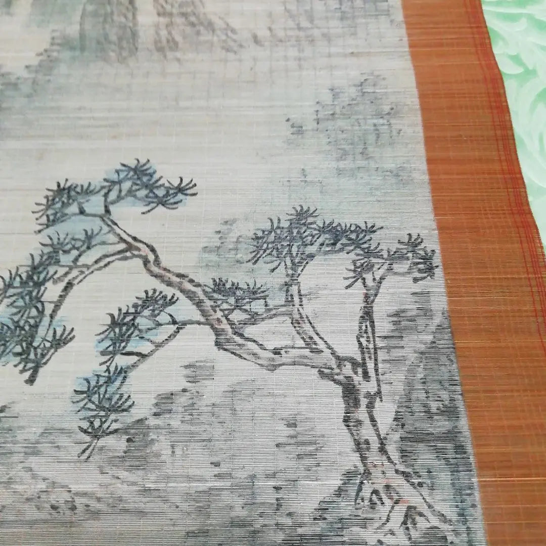 Chinese Crafts Bamboo Cloth Painting Scrolls Made by Masae