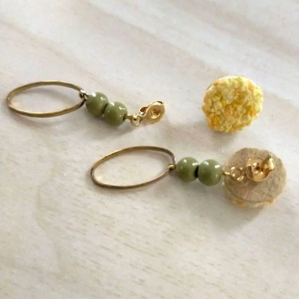 Handmade earrings, mimosa