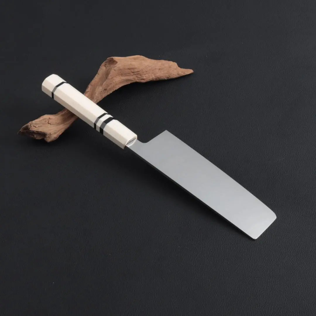 [Special price only for one item] Vegetable knife, 6 inches, double-edged, cooking knife, artificial ivory, three-roll black octagonal handle