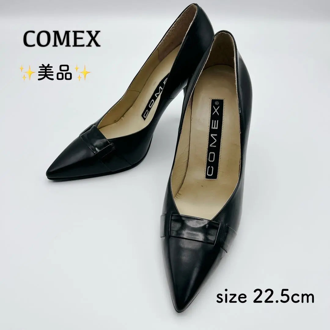 Good condition ✨️ COMEX Pumps Leather Enamel 22.5 Black High Heels