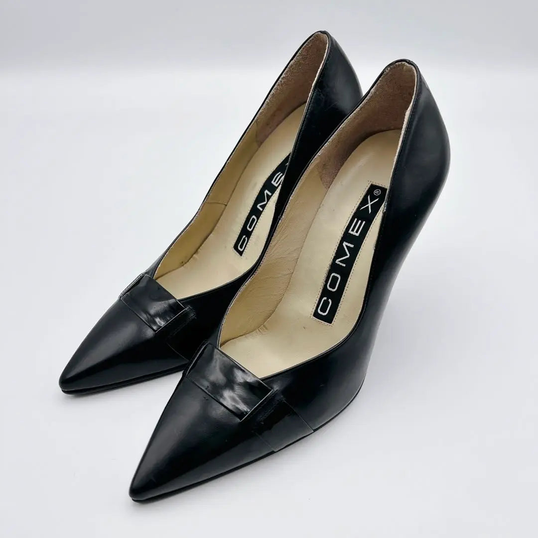 Good condition ✨️ COMEX Pumps Leather Enamel 22.5 Black High Heels