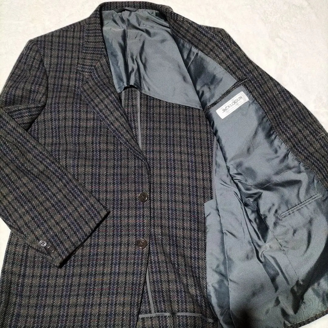 Cashmere blend gray check pattern tailored jacket 1 point price negotiation welcome | カシミヤ混紡 グレー系チェック柄 テーラードジャケット　１点物 価格交渉歓迎