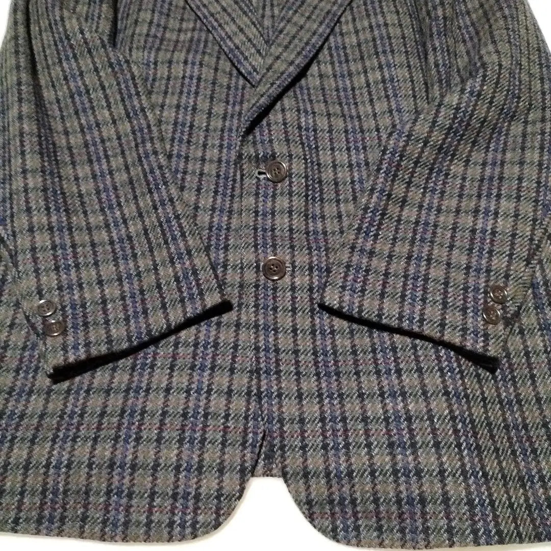 Cashmere blend gray check pattern tailored jacket 1 point price negotiation welcome | カシミヤ混紡 グレー系チェック柄 テーラードジャケット　１点物 価格交渉歓迎