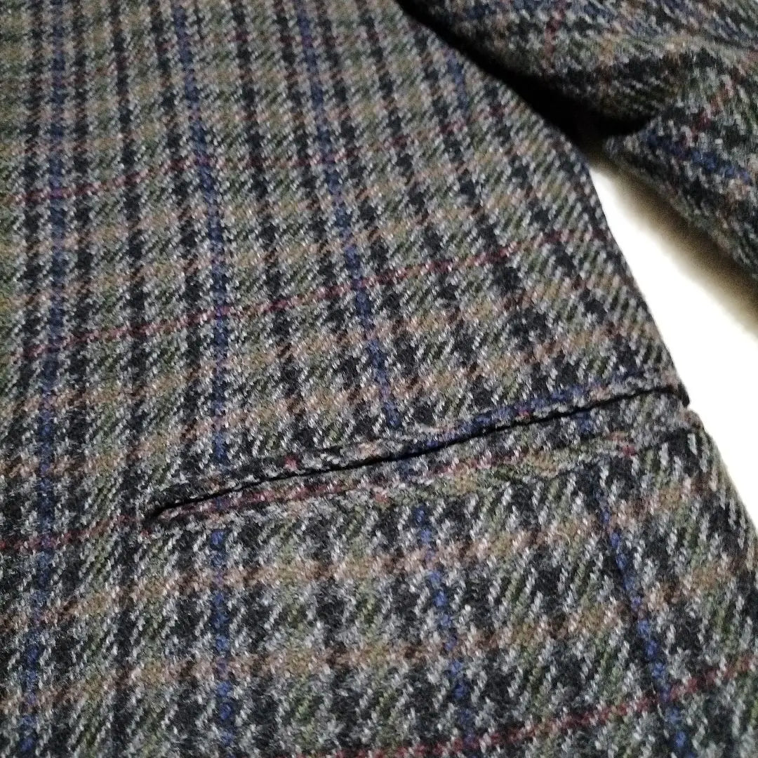 Cashmere blend gray check pattern tailored jacket 1 point price negotiation welcome | カシミヤ混紡 グレー系チェック柄 テーラードジャケット　１点物 価格交渉歓迎