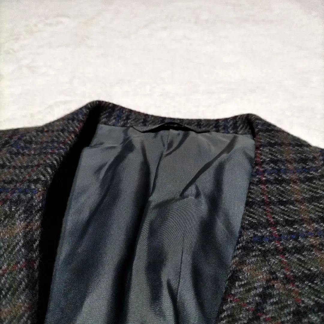 Cashmere blend gray check pattern tailored jacket 1 point price negotiation welcome | カシミヤ混紡 グレー系チェック柄 テーラードジャケット　１点物 価格交渉歓迎