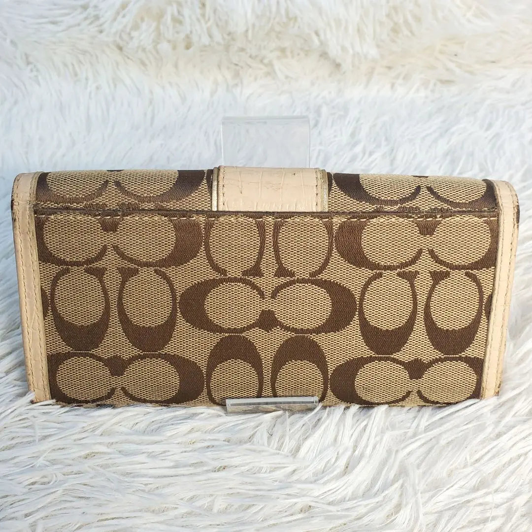 COACH Coach Long Wallet Signature Brown Leather Canvas