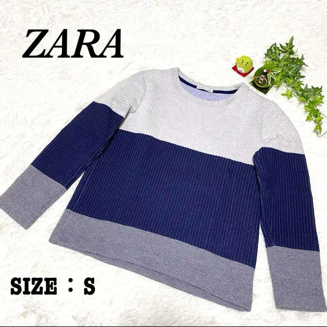 [ZARA] Men's Tops Long Sleeve Crew Neck Extra Thick Border S Large Size