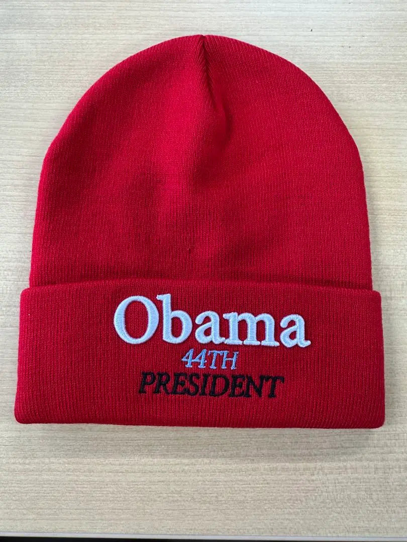 Red OBAMA 44th president knit hat