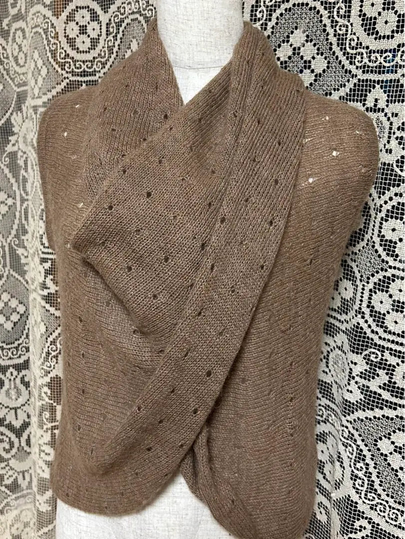 Brown knit cross design best free size | ブラウン ニット クロスデザイン ベスト　フリーサイズ