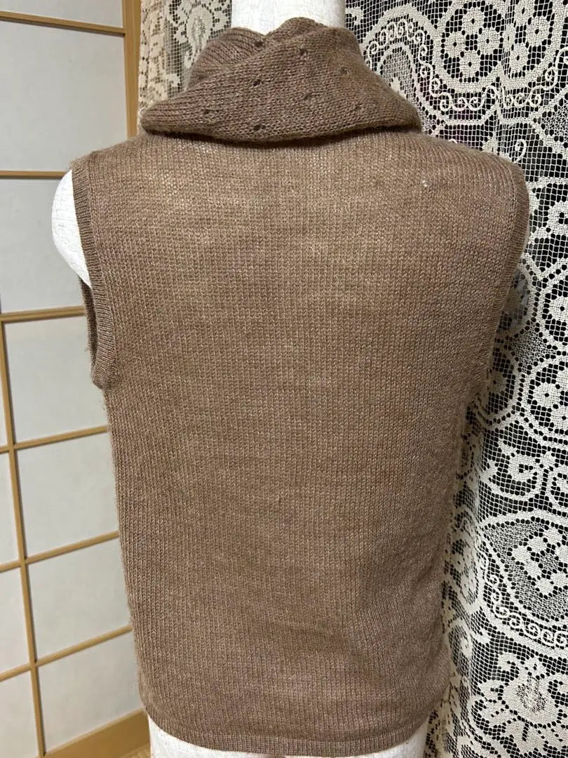 Brown knit cross design best free size | ブラウン ニット クロスデザイン ベスト　フリーサイズ