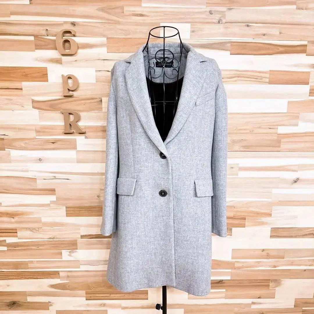 [Zara Woman] Beautiful Wool Blend Chester Coat L Gray x Black