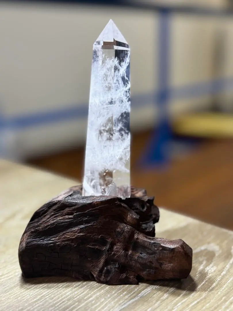 Natural stone, crystal, raw stone, point: approx. 12cm, with base