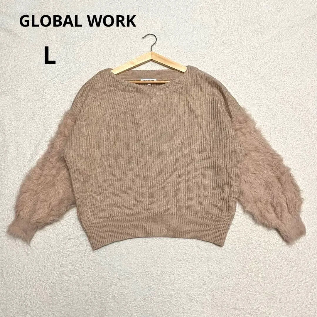 [GLOBALWORK] Knit sweater long sleeve (L) Beige Comfortable