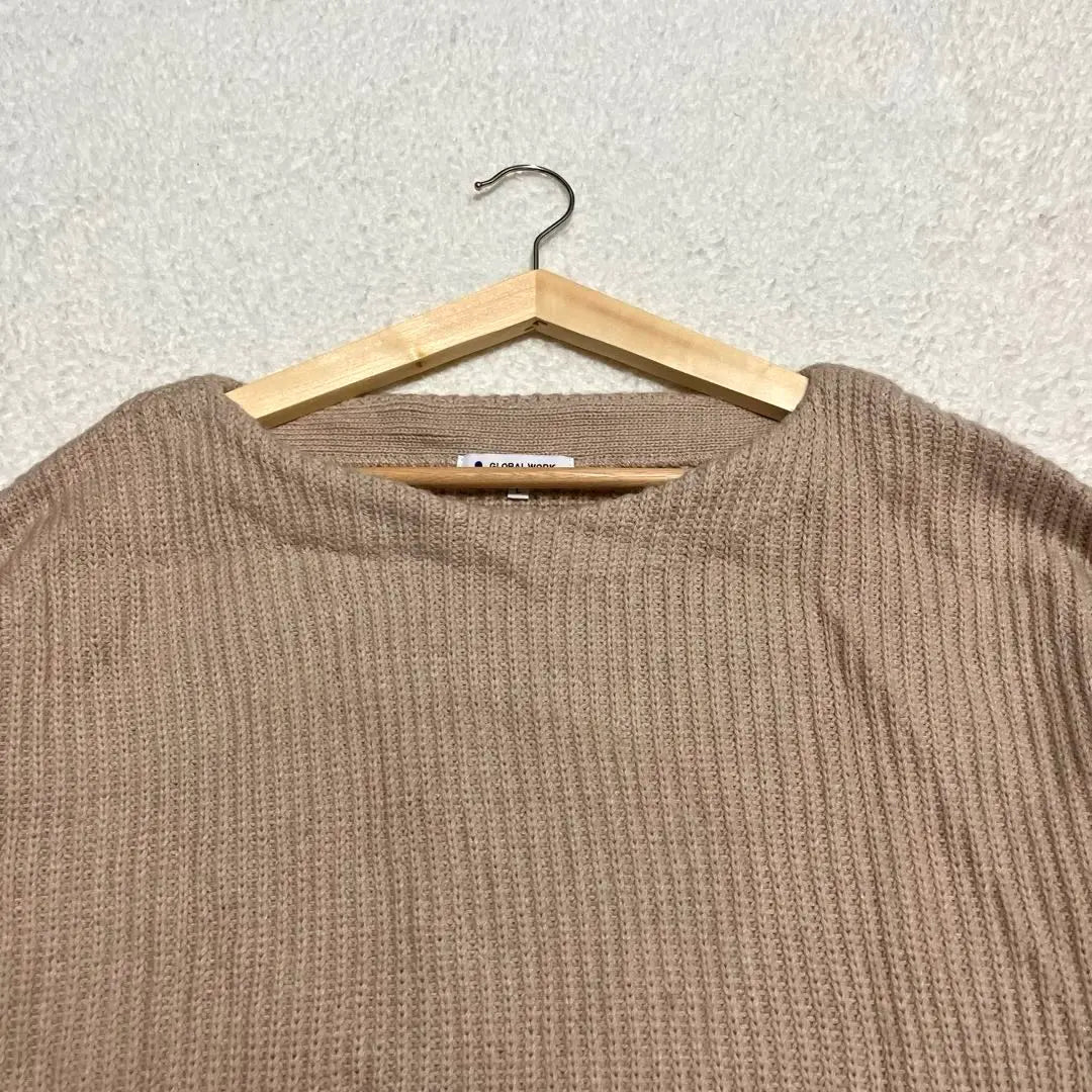 [GLOBALWORK] Knit sweater long sleeve (L) Beige Comfortable