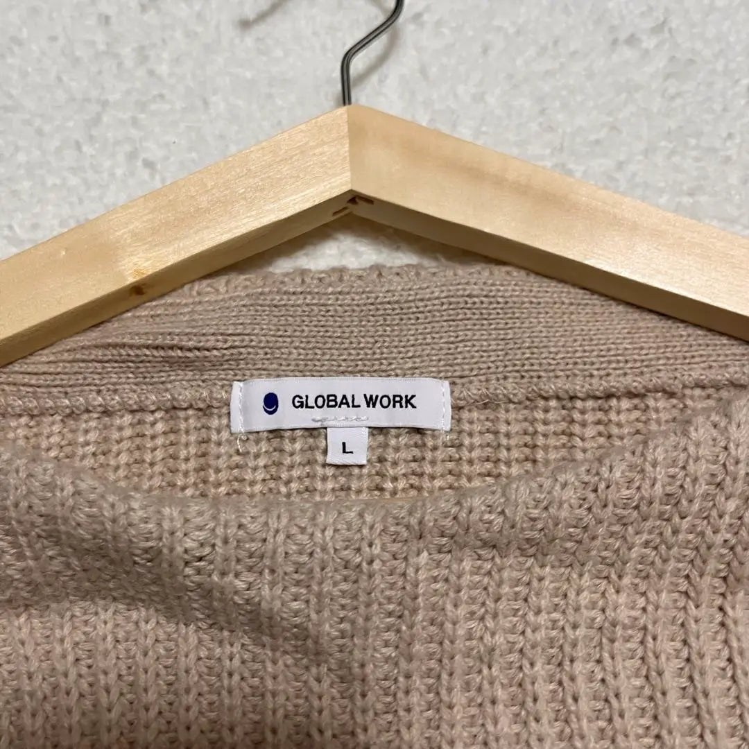 [GLOBALWORK] Knit sweater long sleeve (L) Beige Comfortable