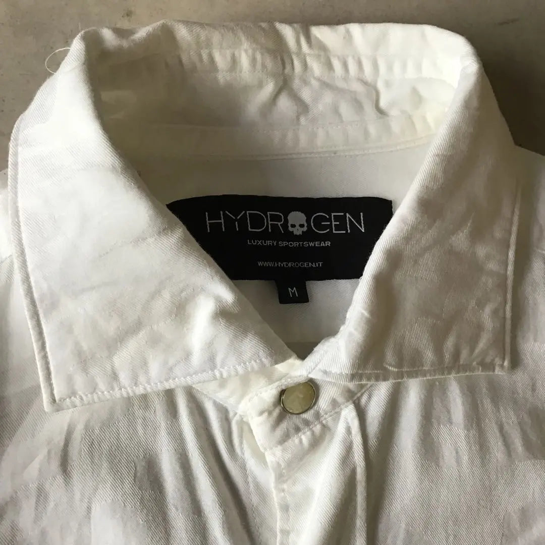 HYDROGEN Long-sleeved shirt Cut and sew all-over pattern White M