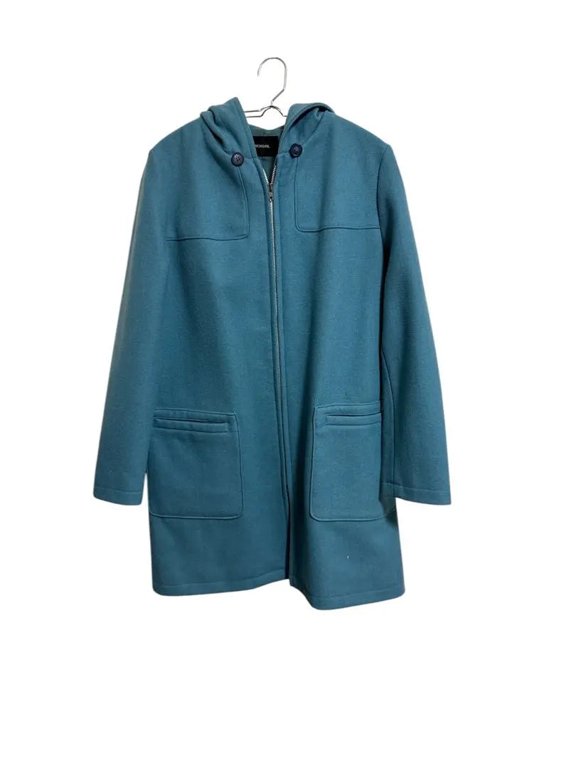 Richgirl Blue -Green Duffel Coat M Size Food Ladies | RICHGIRL 青緑 ダッフルコートMサイズ フード付き　レディース