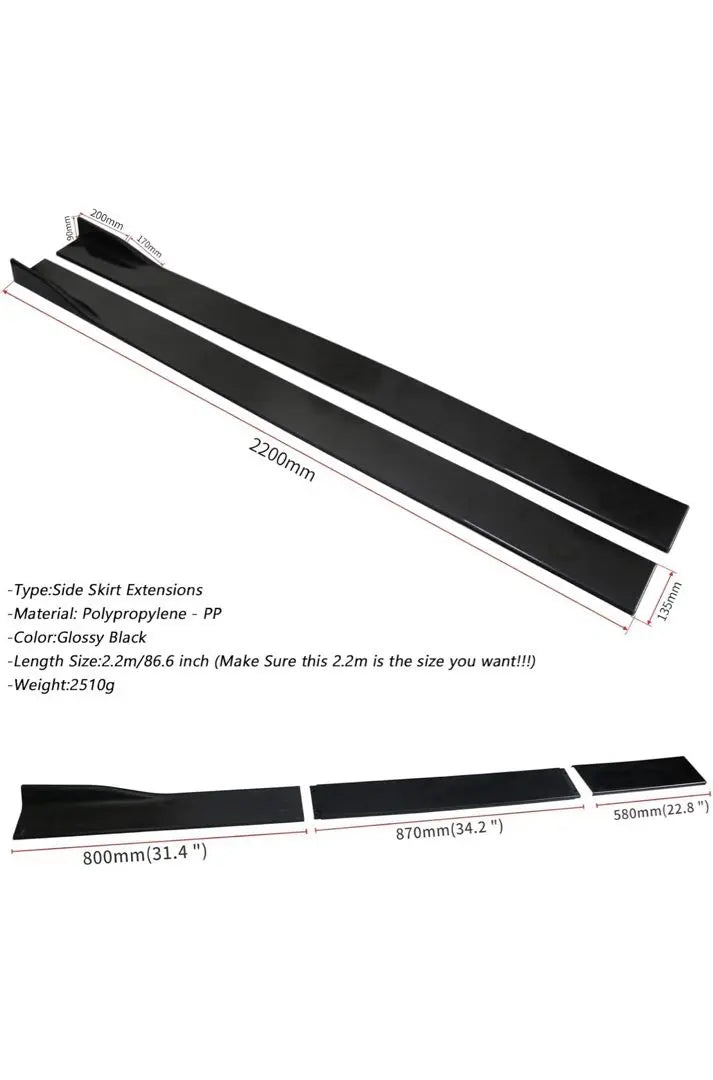 Panel basculante de extensión de faldón lateral de uso general modelo de coche de 86,6 pulgadas | 86.6インチ車種汎用 サイドスカート エクステンション ロッカーパネル