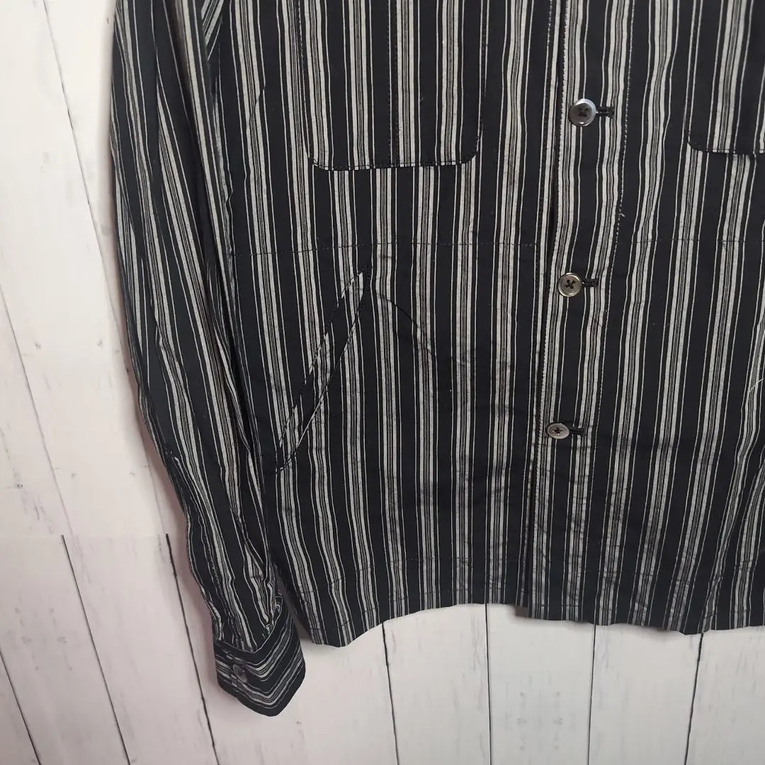 [Good condition] jipijapa damaged striped shirt jacket 2