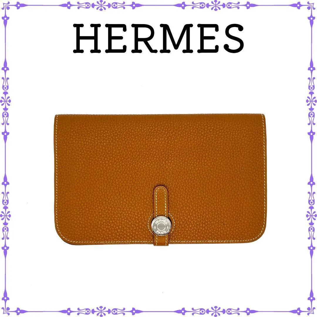 [Super beautiful condition] Hermes Dogon GM Togo long wallet with coin purse, brown