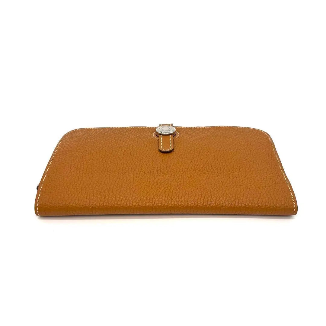 [Super beautiful condition] Hermes Dogon GM Togo long wallet with coin purse, brown