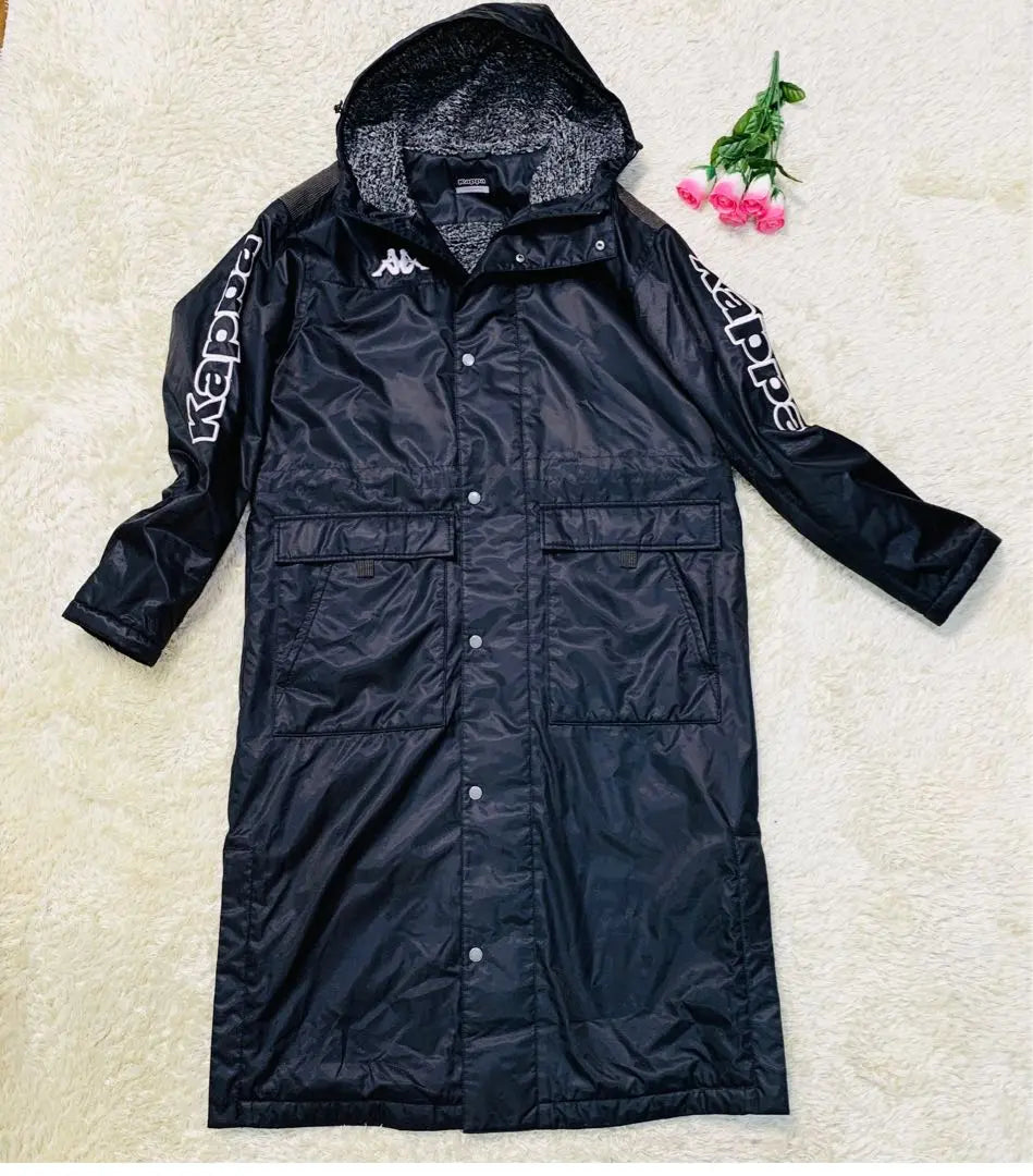 Kappa Bench Court Watching Soccer Boa Long Coat Black