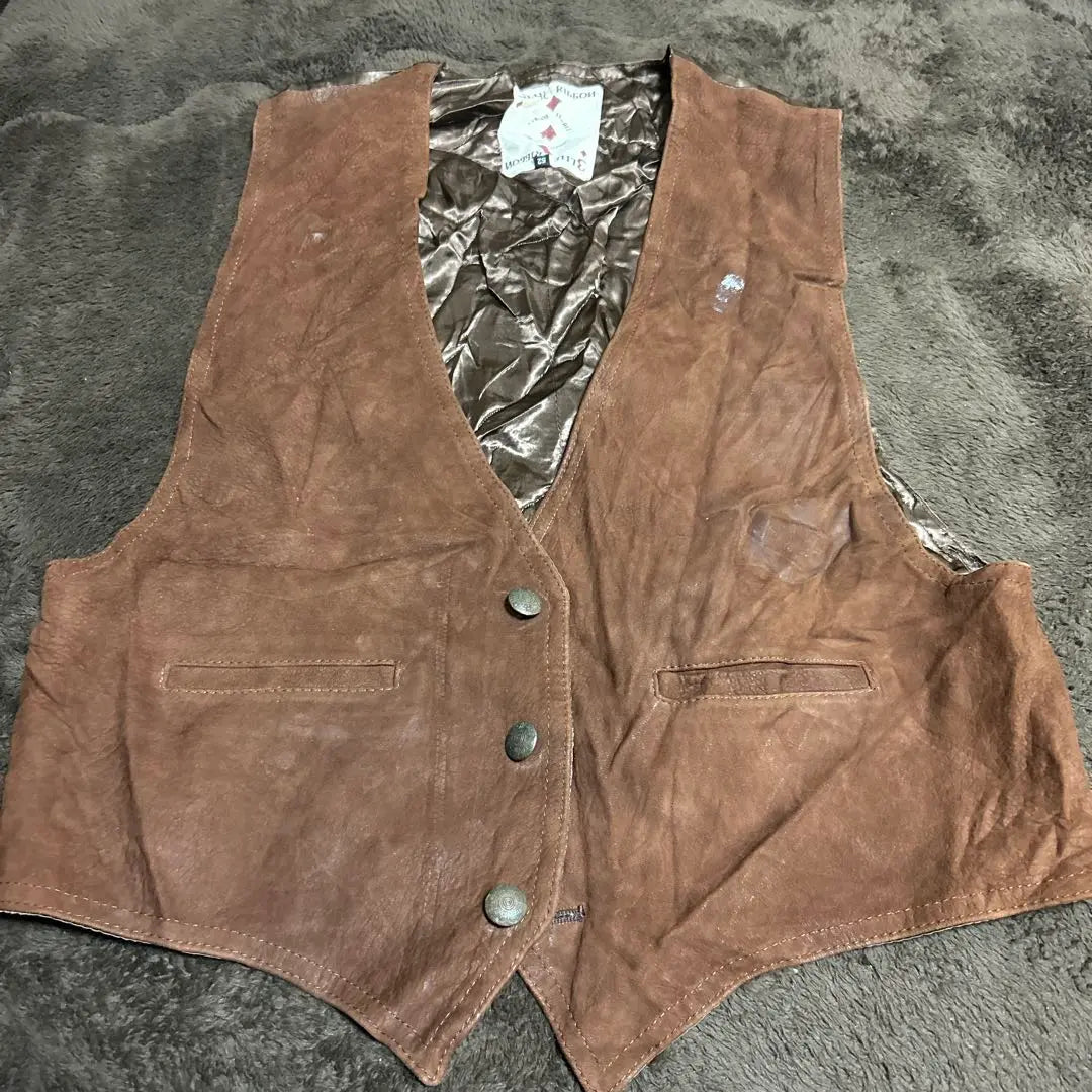 Cheap leather vest vintage jacket American casual biker y2k